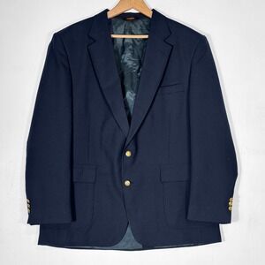 VTG Oakton Ltd Blazer Sports Coat Navy Gold Buttons Mens 46R Prep School